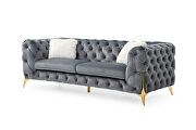 Gray finish tufted upholstery luxurious velvet sofa by Galaxy additional picture 4