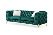 Green finish tufted upholstery luxurious velvet sofa by Galaxy additional picture 4