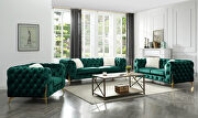 Green finish tufted upholstery luxurious velvet chair by Galaxy additional picture 2