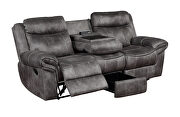 Gray polished microfiber upholstery manual reclining loveseat by Galaxy additional picture 3