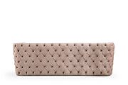 Button tufted sofa with velvet fabric and gold accent in off white by Galaxy additional picture 2