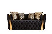 Button tufted sofa with velvet fabric and gold accent in black by Galaxy additional picture 11