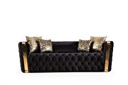 Button tufted sofa with velvet fabric and gold accent in black by Galaxy additional picture 13