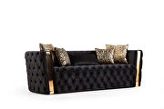 Button tufted sofa with velvet fabric and gold accent in black by Galaxy additional picture 4