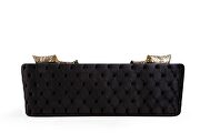 Button tufted sofa with velvet fabric and gold accent in black by Galaxy additional picture 6