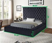 Square black velvet glam style queen bed w/ storage in rails by Galaxy additional picture 3