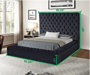 Square black velvet glam style full bed w/ storage in rails by Galaxy additional picture 3