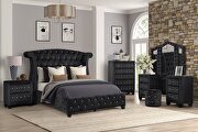 Black velvet glam style queen bed w/ storage in rails by Galaxy additional picture 13