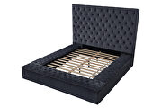 Black velvet glam style queen bed w/ storage in rails by Galaxy additional picture 4