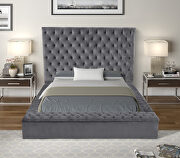 Gray velvet glam style queen bed w/ storage in rails by Galaxy additional picture 2