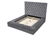 Gray velvet glam style queen bed w/ storage in rails by Galaxy additional picture 4