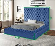 Square navy velvet glam style queen bed w/ storage in rails by Galaxy additional picture 2