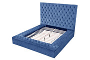 Navy velvet glam style queen bed w/ storage in rails by Galaxy additional picture 5