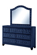 Navy velvet glam style queen bed w/ storage in rails by Galaxy additional picture 9