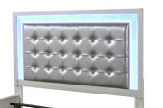 Milky white finish wood queen bed w/ led light in headboard by Galaxy additional picture 7