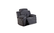 Dark gray chennille upholstery manual reclining chair by Galaxy additional picture 2