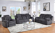Dark gray chennille upholstery manual reclining loveseat by Galaxy additional picture 3