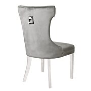 Silver velvet upholstery/ stainless steel legs dining chairs by Galaxy additional picture 4