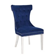 Blue velvet upholstery/ stainless steel legs dining chairs by Galaxy additional picture 2
