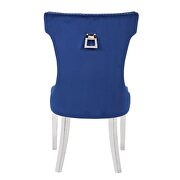 Blue velvet upholstery/ stainless steel legs dining chairs by Galaxy additional picture 5
