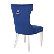 Blue velvet upholstery/ stainless steel legs dining chairs by Galaxy additional picture 6