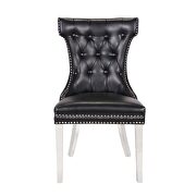 Black faux leather fabric upholstery/ stainless steel legs dining chairs by Galaxy additional picture 2