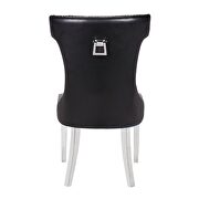 Black faux leather fabric upholstery/ stainless steel legs dining chairs by Galaxy additional picture 5