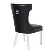 Black faux leather fabric upholstery/ stainless steel legs dining chairs by Galaxy additional picture 6