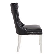 Black faux leather fabric upholstery/ stainless steel legs dining chairs by Galaxy additional picture 7