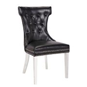 Black faux leather fabric upholstery/ stainless steel legs dining chairs by Galaxy additional picture 8