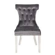 Dark gray velvet upholstery/ stainless steel legs dining chairs by Galaxy additional picture 2