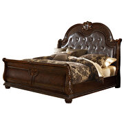 Rich dark walnut finish tufted headboard queen bed by Galaxy additional picture 2