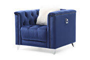 Blue finish luxurious velvet fabric beautiful modern design sofa by Galaxy additional picture 4