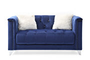 Blue finish luxurious velvet fabric beautiful modern design sofa by Galaxy additional picture 8