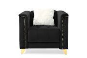 Tufted upholstery sofa finished with velvet fabric in black by Galaxy additional picture 2