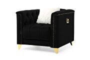Tufted upholstery sofa finished with velvet fabric in black by Galaxy additional picture 16