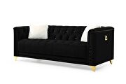 Tufted upholstery sofa finished with velvet fabric in black by Galaxy additional picture 6