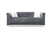 Gray finish luxurious velvet fabric beautiful modern design sofa by Galaxy additional picture 4