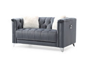 Gray finish luxurious velvet fabric beautiful modern design sofa by Galaxy additional picture 5