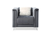Gray finish luxurious velvet fabric beautiful modern design sofa by Galaxy additional picture 7