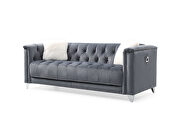 Gray finish luxurious velvet fabric beautiful modern design sofa by Galaxy additional picture 9