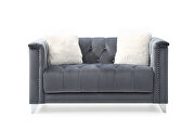 Gray finish luxurious velvet fabric beautiful modern design sofa by Galaxy additional picture 10