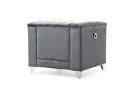 Gray finish luxurious velvet fabric beautiful modern design chair by Galaxy additional picture 5