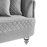 Gray finish luxurious soft velvet chesterfield sofa by Galaxy additional picture 2