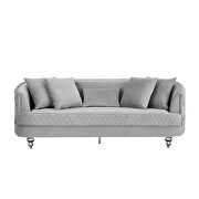Gray finish luxurious soft velvet chesterfield sofa by Galaxy additional picture 11