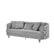 Gray finish luxurious soft velvet chesterfield sofa by Galaxy additional picture 12