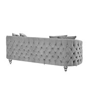 Gray finish luxurious soft velvet chesterfield sofa by Galaxy additional picture 13