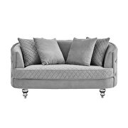 Gray finish luxurious soft velvet chesterfield sofa by Galaxy additional picture 9