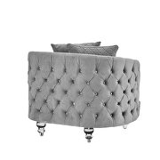 Gray finish luxurious soft velvet chesterfield chair by Galaxy additional picture 3