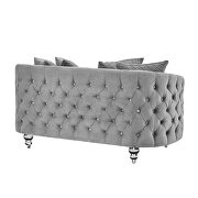 Gray finish luxurious soft velvet chesterfield loveseat by Galaxy additional picture 2